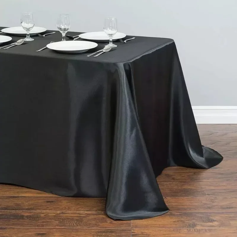 

Solid Color Satin Table Cloth Tablecloth Table Cover Overlay For Birthday Wedding Banquet Restaurant Festival Party Supply