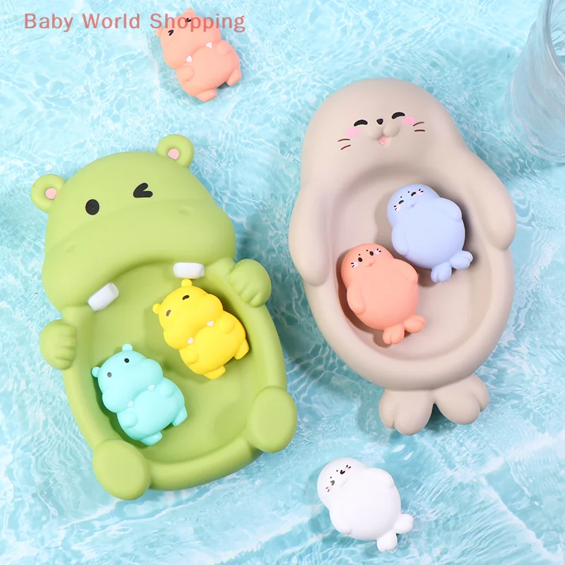 Bathroom Floating Animal Hippo Otter Sealed Floating Play Toy Baby Bath Bath Toy Swimming Pool Parent-child Interactive Toys