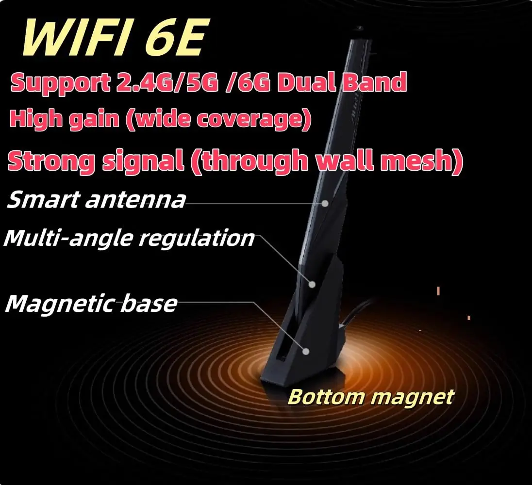 Original GIGABYTE SMA WiFi 6e 2T2R Antenna 2.4G/5G Dual Band AORUS Z390 Z270 Z370 Z490 Z590 Z690 X470 X570 X570S X570I H470