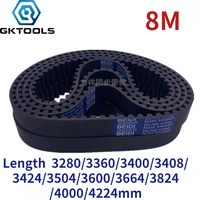 GKTOOLS 8M Width 15/20/25/30/40mm Closed Loop Rubber Timing Belt Length 3280/3360/3400/3408/3424/3504/3600/3664/3824/4000/4224mm