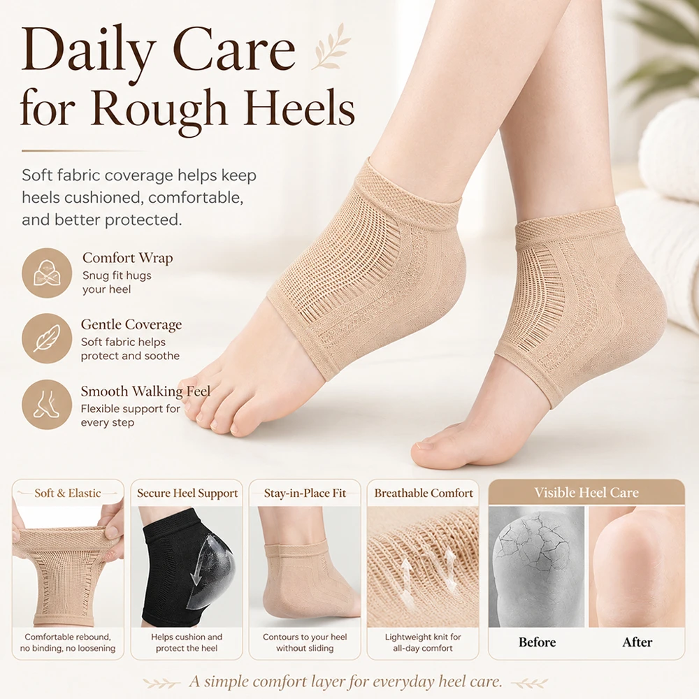Heel Cover Pads Silicone Gel Mesh Socks Moisturizing Anti Dry Cracking Anti Wear Half Short Foot Protector Care Support