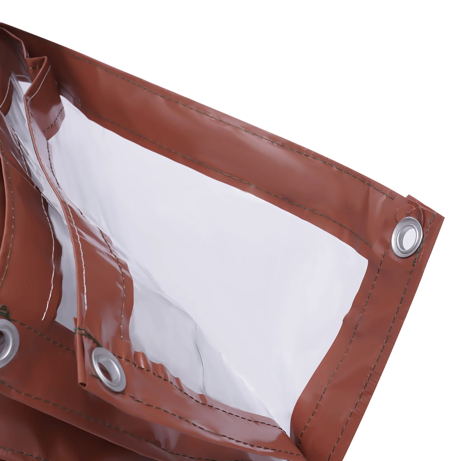 Tenda in PVC Trasparente 2,5x5M di Grado Commerciale, Impermeabile, Avvolgibile, con Bordo Marrone, Protezione Solare e Antipioggia per Esterni