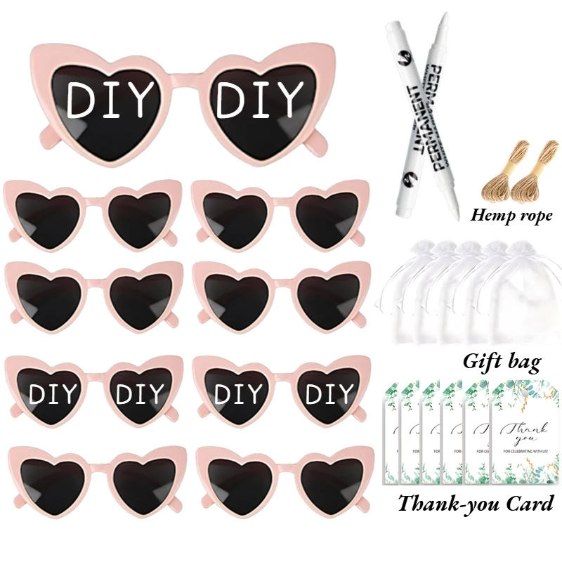 NONE 12–100 Stück Hochzeit Herz Sonnenbrille DIY Party Brille personalisierte Sonnenbrille Souvenirs für Gäste Bachelorette Brautjungfer Geschenke 6