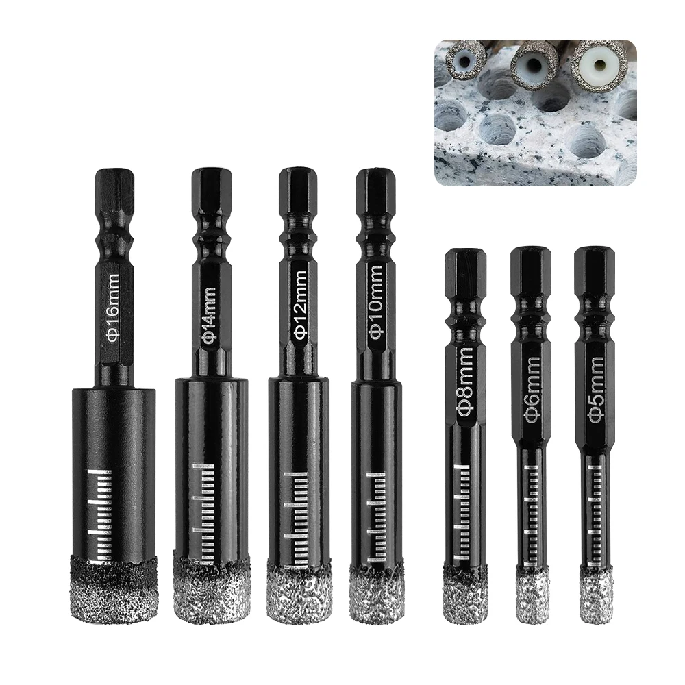 Punta da trapano diamantata per piastrelle in ceramica a secco brasata con gambo esagonale Sega a tazza da 5-16 mm Sega a tazza per marmo Ceramica Granito Porcellana Apri foro per sega