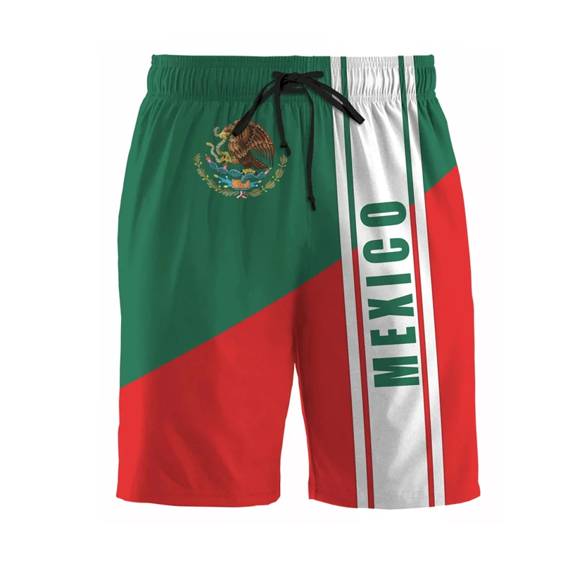 Mexico National Flag Emblem 3d Print Graphic Men's Short Pants New Fashion Oversized Sportwear Trunks Daily Leisure Beach Shorts