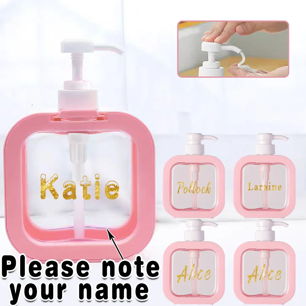 

Customized Name 500ml Refillable Lotion Soap Bottle Dispenser Personalized Detachable Hand Sanitizer DIY Travel Makeup Container