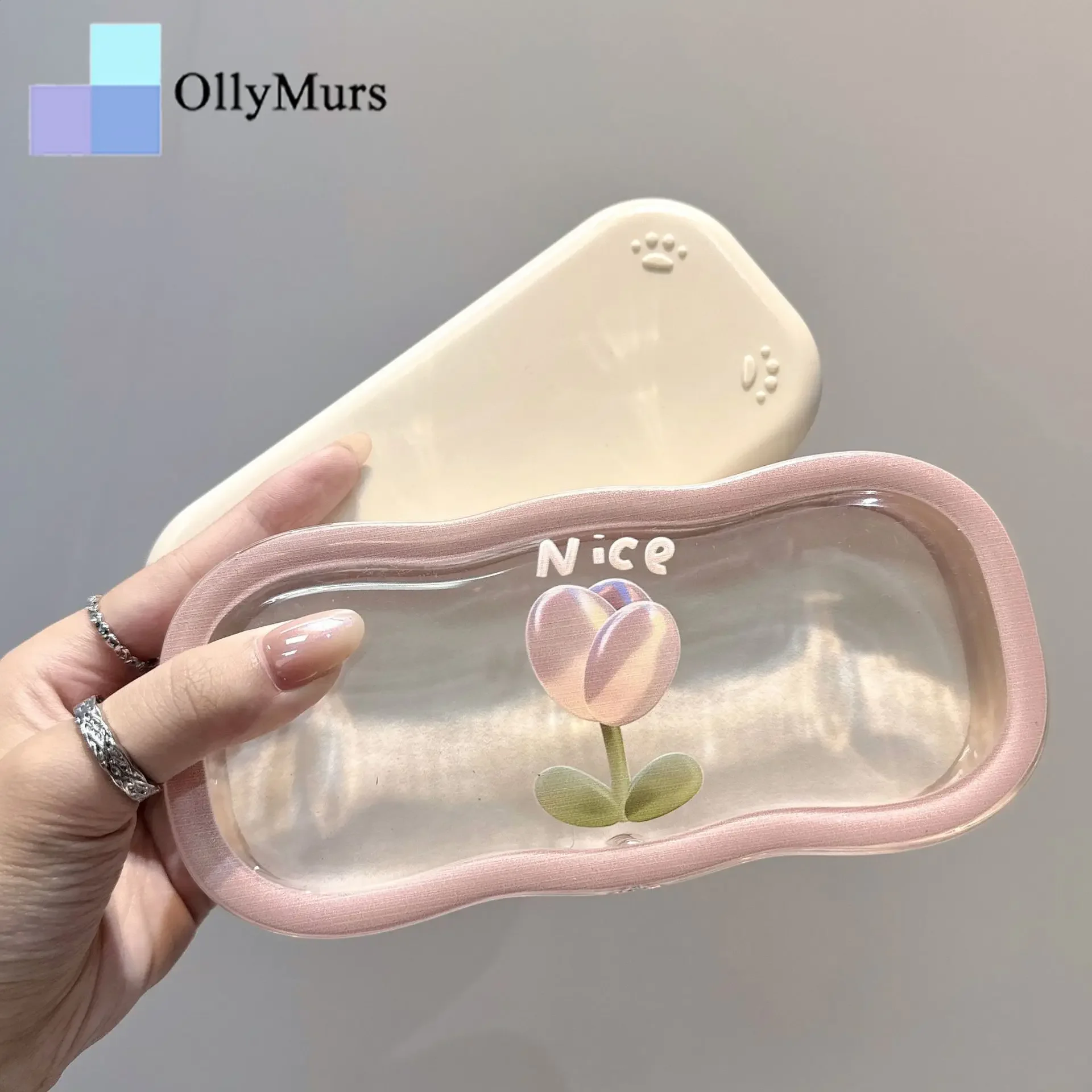 

OLLYMURS Художественный дизайнер на заказ Цветок INS Прозрачный футляр для очков для близорукости Нишевый портативный ящик для хранения солнцезащитных очков Светлый роскошный стиль