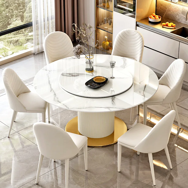 Luxury Modern Marble Round Dining Table Chair Set 4 6 8 Seater Full Restaurant Living Room Farmhouse  Furniture Kitchen Designs