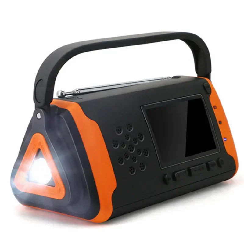 LED Screen Hand Cranked FM AM WB Radio Portable Solar Charging Aux Speaker SOS Light Flashlight Mobile Phone Bank Power Supply