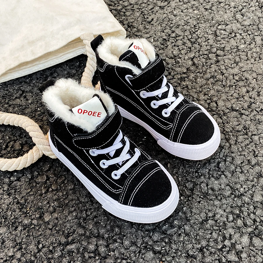 1271 Solid color children's cotton shoes with soft soles, warm children's thick cotton boots, winter girls' shoes, boys' cotton