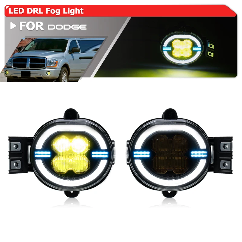 

Желтые светодиодные противотуманные фары 2-в-1 4300K с белыми ДХО (дневными ходовыми огнями) для Dodge Gen3 Ram 1500 2500 3500 Durango