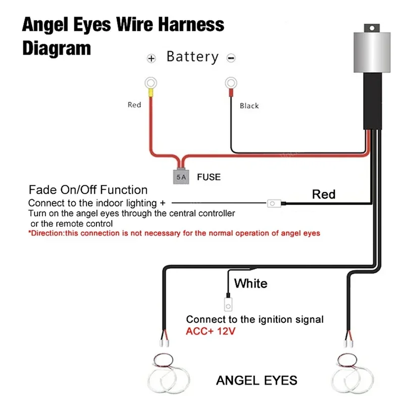 Relay Wiring Harness Kit For BMW E46 E36 E38 E39 E90 E91 E70 E83 Angel Eyes  Rings LED or CCFL W/ Fade-on Fade-off Features