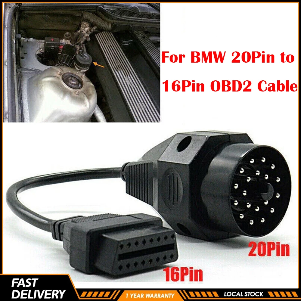 Image of Neuer hochwertiger OBD2-Verlängerungsadapter 20-Pin auf OBD2 16-Pin Buchsenanschluss für BMW E28 E30 E34 E36 E38 E39 E46 X5 Z3 Auto-Diagnosekabel