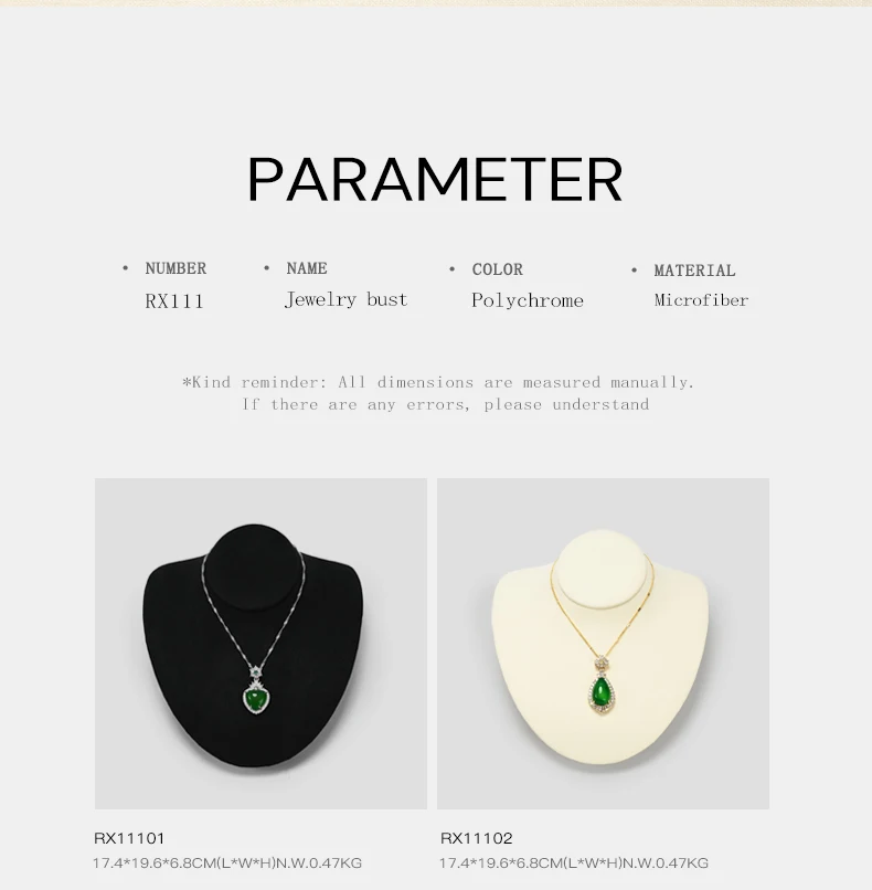 Oirlv Schmuck-Büstenständer für Halsketten, Mikrofaser-Mannequin-Halsmodell, Anhänger-Ketten-Präsentationshalter für Ladentheken und Schaufenster – Detail 10