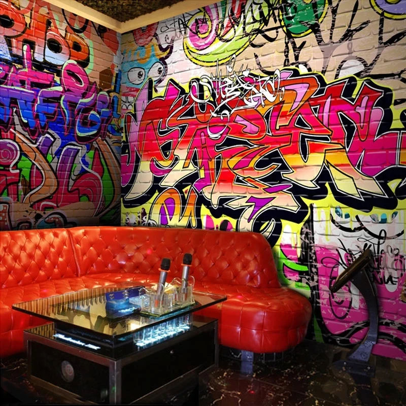 Custom Photo Wallpaper Fashion Personality Graffiti Letters Bar KTV Bedroom Mural Living room sofa TV background wall restaurant