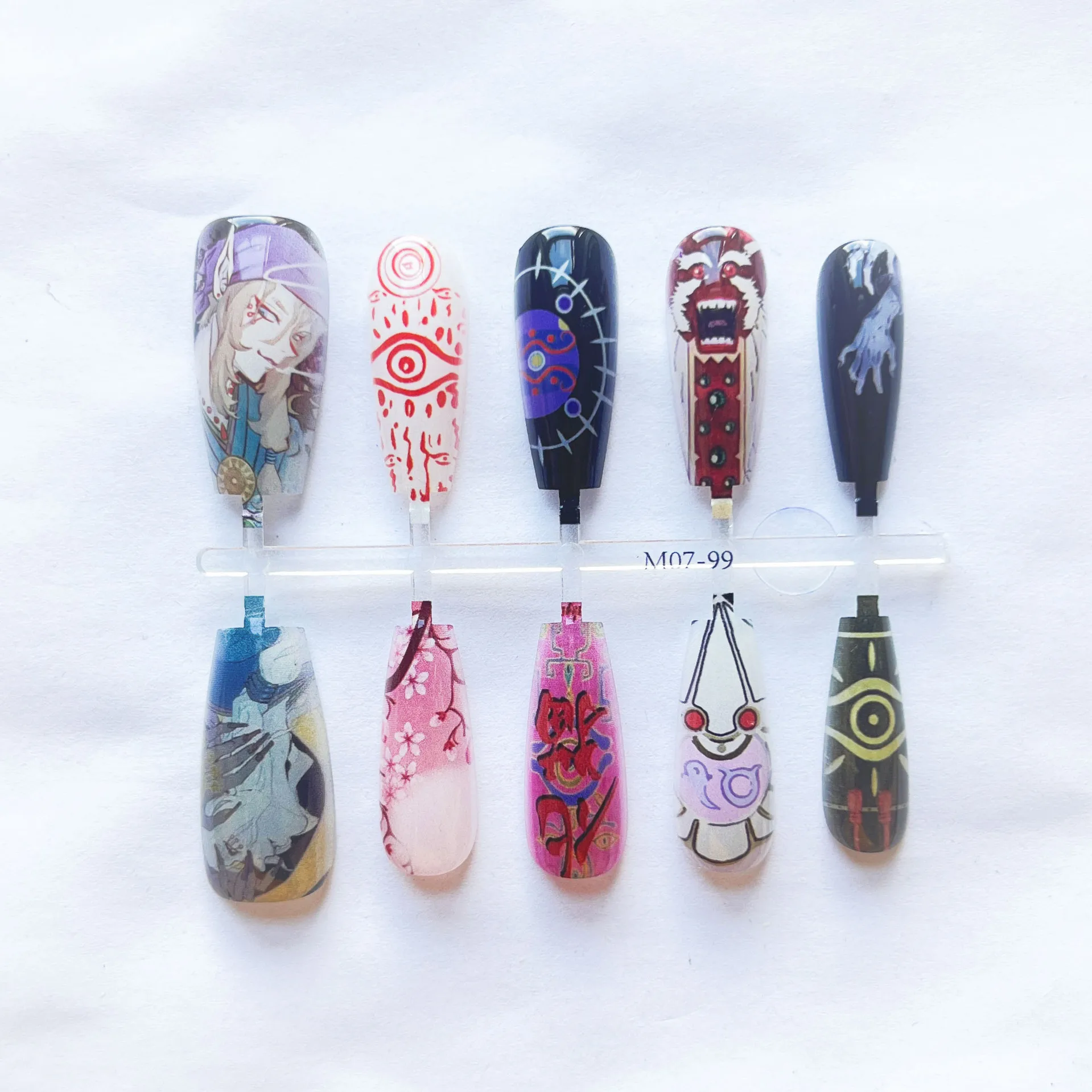 Kusuri Uri Gothic Pretty Unique Sakura Eyes Dark Retro Old Cartoon Fake Nails Anime Popular False Nails Manicure Accessories