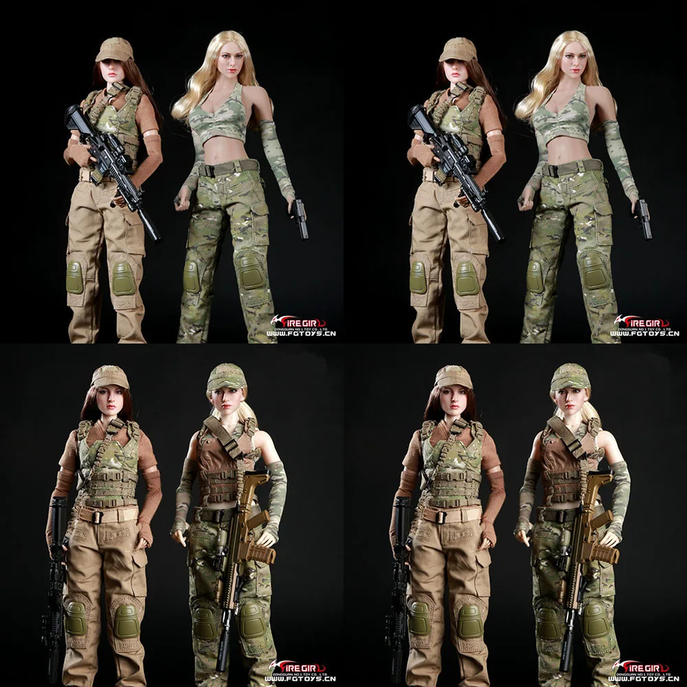 

Fire Girl Toys FG003 FG004 1/6 Female Soldier Military Army Uniform Camouflage Tactical Combat Suit Boots For 12" Action Figure