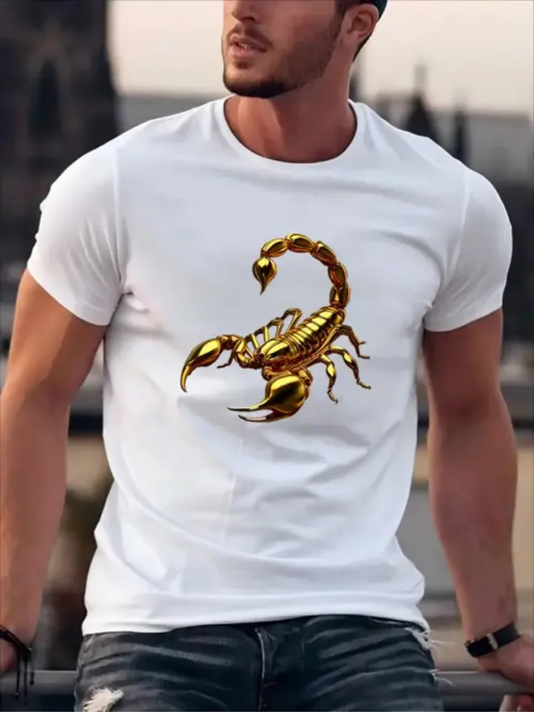 

Футболка ScorpionPattern — повседневная футболка с круглым вырезом, коротким рукавом, стандартного кроя, трикотажная ткань, подходящая для всех сезонов, мужская цифровая H