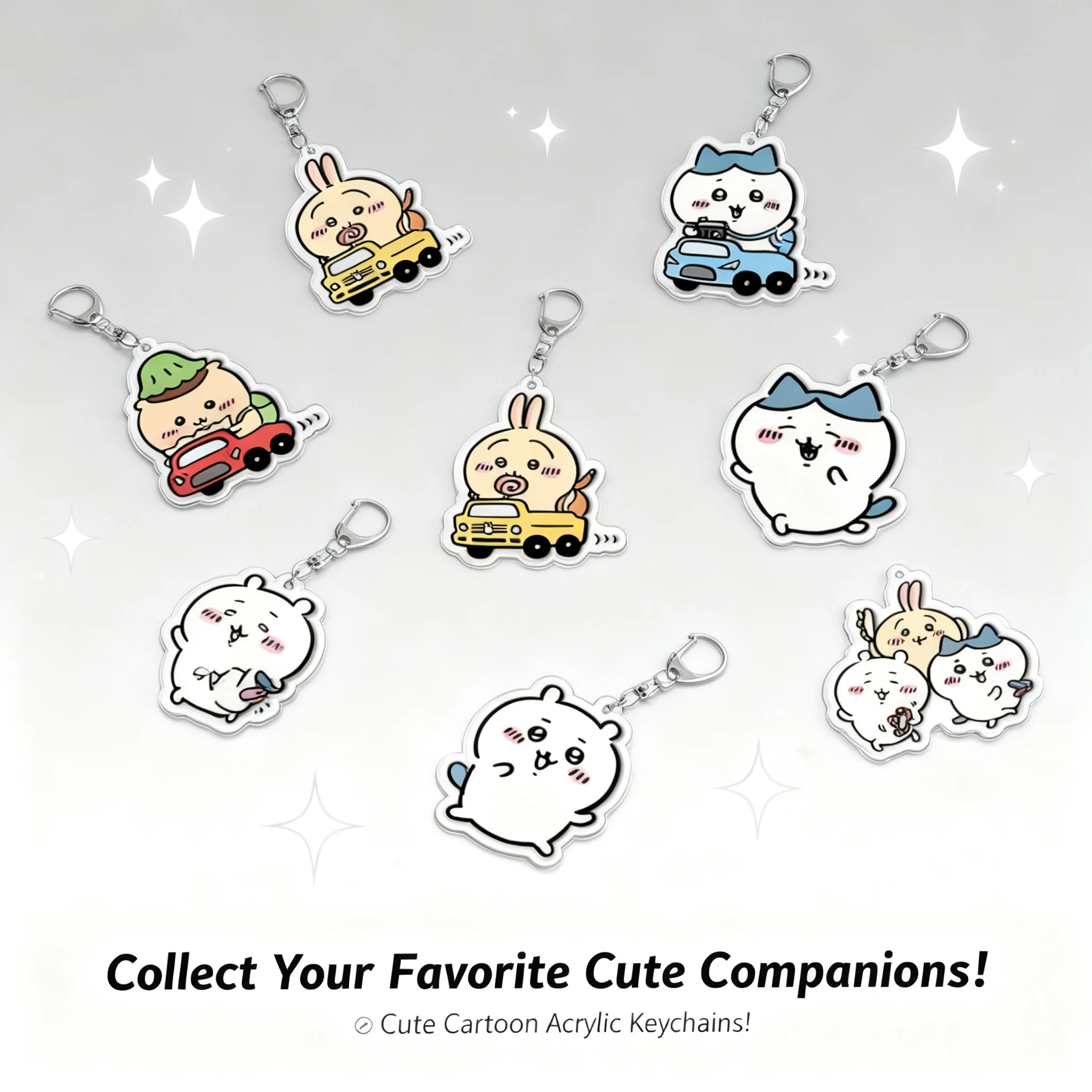 

chiikawa anime acrylic keychain DIY cute character layered keychain cross border ready stock anime merchandise accessories