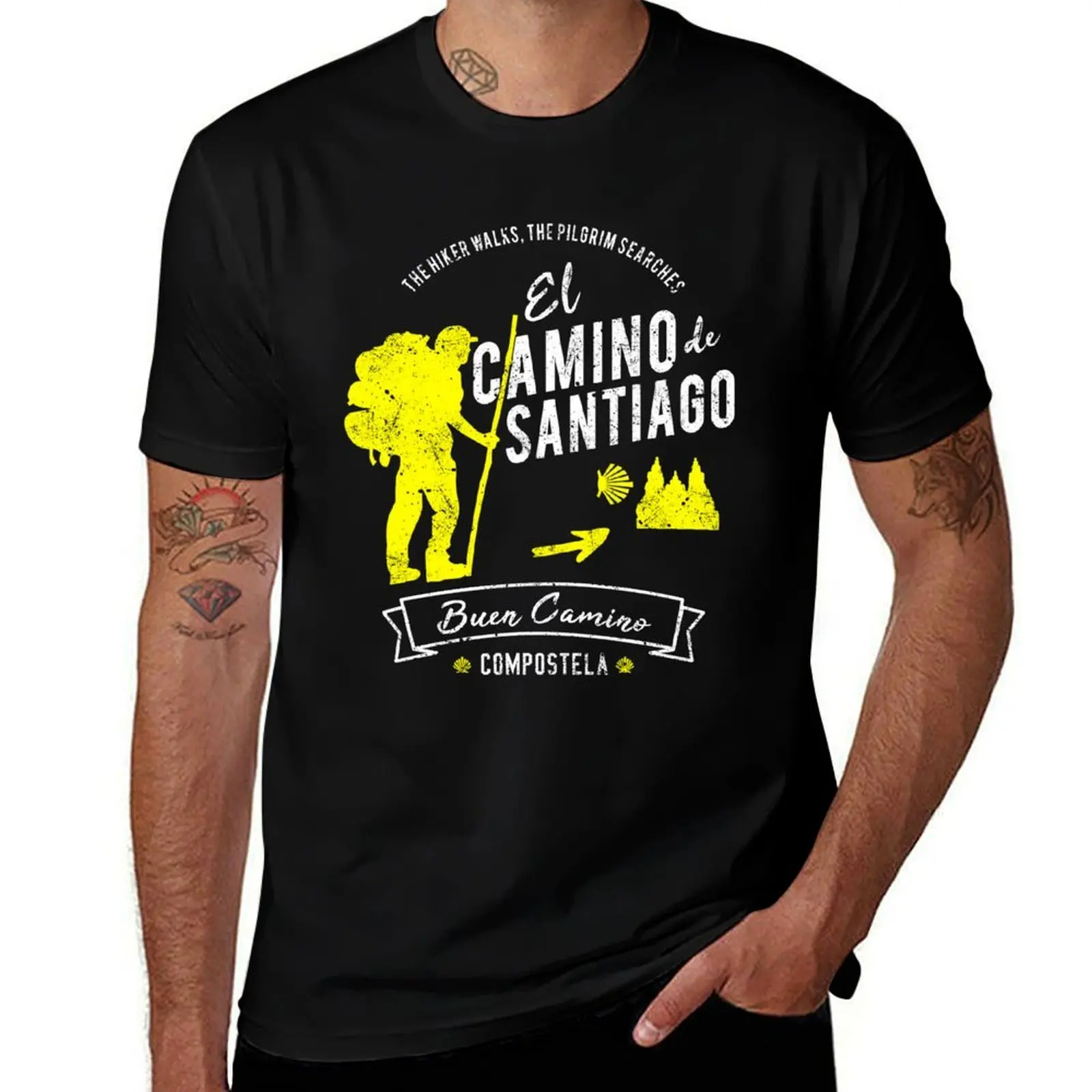 Buen Camino de Santiago. Compostela Peregrino T-Shirt Soft Durable Cotton T-Shirt