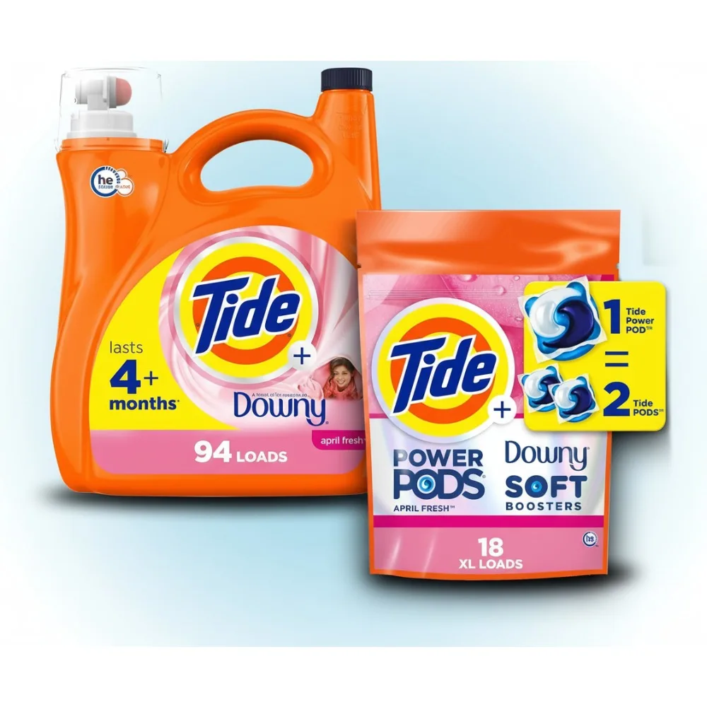 

Fresh Scent Laundry Detergent Bundle with Softeners - 94 Loads Liquid + 18 Pods for All Machines