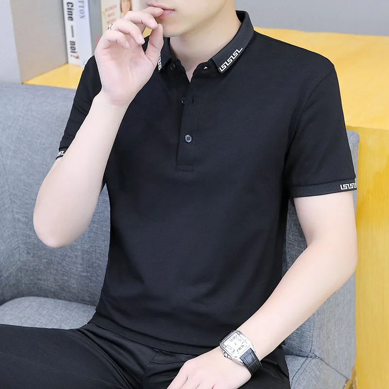 

Ice Sensation Short Sleeve Shirt Men's Slim Fit Korean Style Thin Collar Base Shirt Top Cotton Spring Summer Fashion