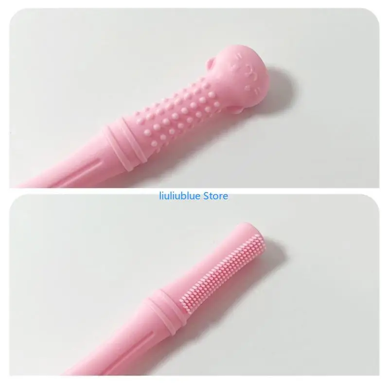 Mainan Sedotan Kunyah untuk Bayi Baru Lahir Mainan Teether Silikon Tumbuh Gigi Bantuan Molar 62CF