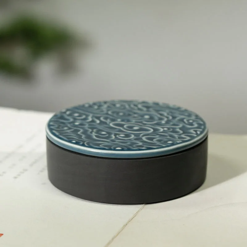 Natural Raw Stone Inkstone With Lid Chinese Calligraphy Ink Grinding Stone Anti Drying Writing Practice Painting Stationeries