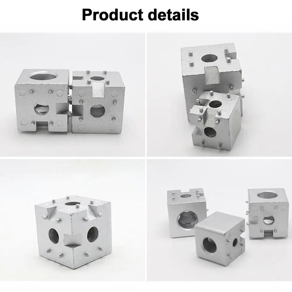 1Pcs 2020 3030 4040 4545 Aluminum Cube Corner Connector Aluminum Silver Aluminum Profile Fastener Cube Design Profile Joint
