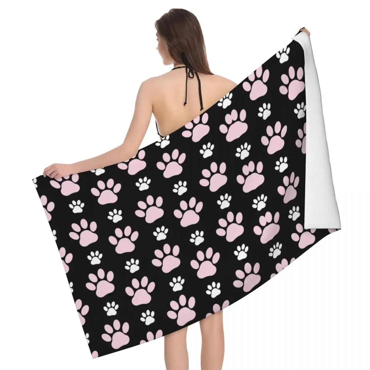 

Pretty Pattern Of Pink Paws Paw Beach Bath Towel Microfiber Cute Animal Dog Lover Shower Sports Yoga Towels