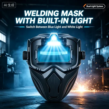 COROTC Dual Light Auto Darkening Welding Helmet Blue/White Light Adjustment Solar Powered Built-in LED Lift Front Design