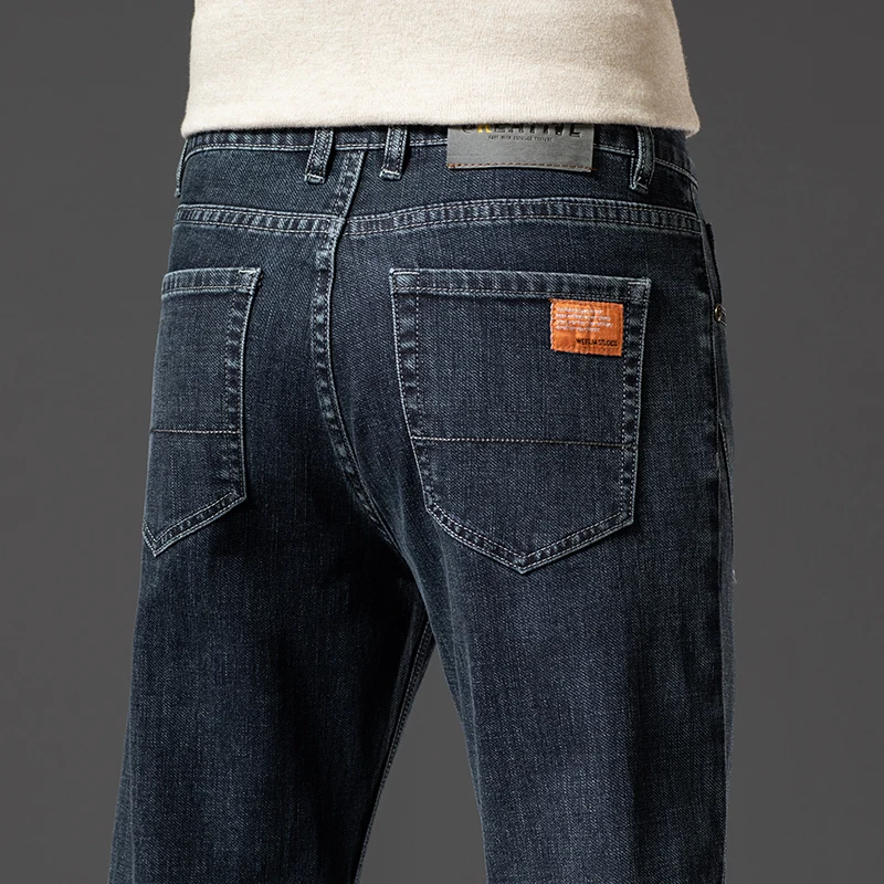 

Autumn Cotton Loose Mens Slim Fit Straight Jeans Daily Male Blue Pants High Quality Casual Denim Trousers Men Clothing Brand