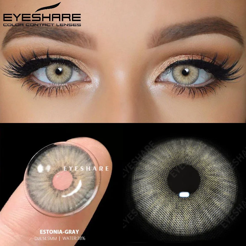 EYESHARE 1Pair New Colored Contact Lenses Green Eyes Lenses Natural Brown Eye Lenses Gray Contact Lenses Yearly Contact Lenses