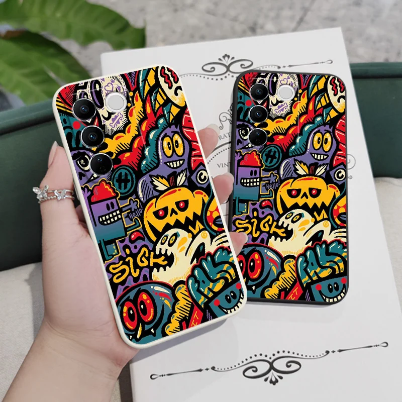 Pumpkin Monster Phone Case For VIVO V30 V29 V29E V27 V27E V25 V25E V23 V23E V21 V20 Y20 Y12 Y21 Y22 Y50 Y35 Y76 Y36 Pro 4G 5G