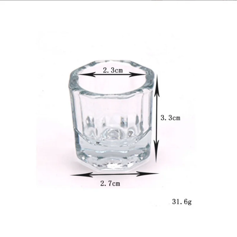 2Pcs Nagel Kristall Glas Nagel Tasse Acryl Flüssigkeit Dappen Dish Klar Schüssel Nagel Pulver Halter Container Ausrüstung Werkzeuge