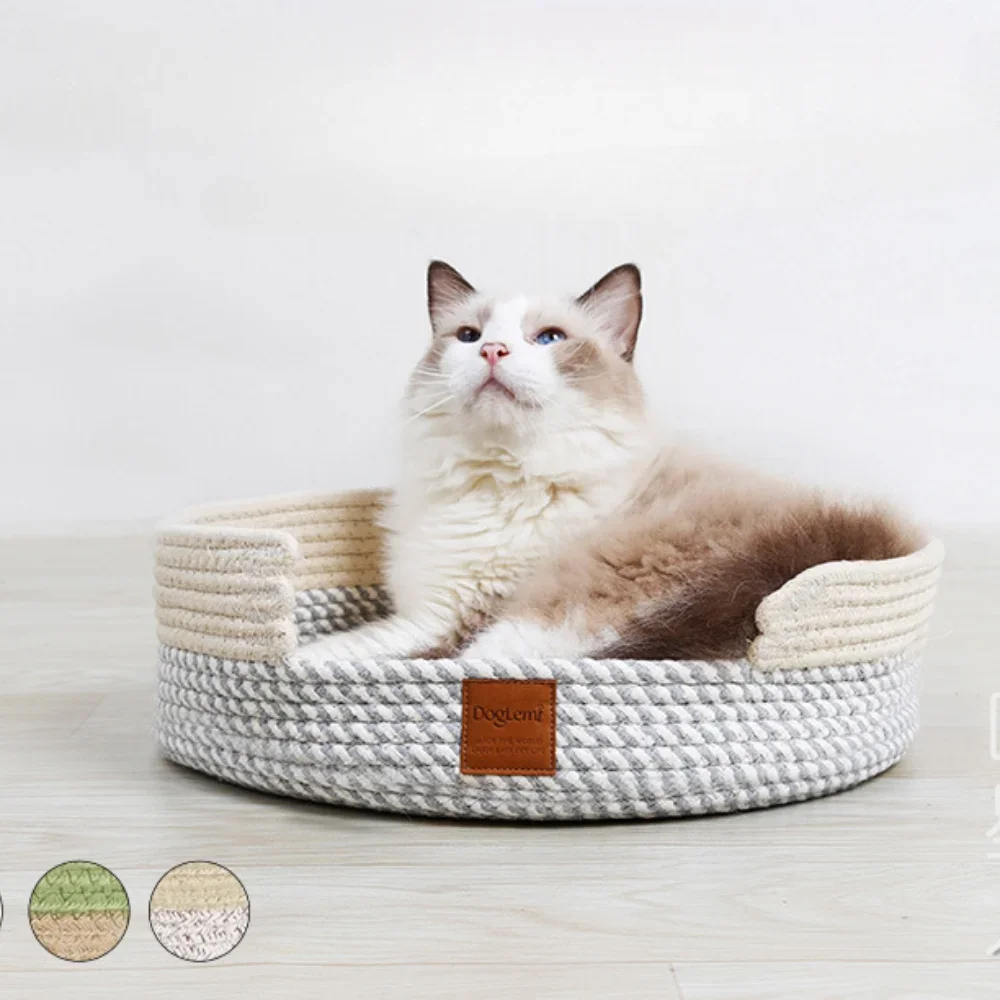 

Cat Bed Cotton Rope Cat Mat for Indoor Cats, Washable Dog Bed for Small Dogs, Cat Scratching Board, Pet Mat