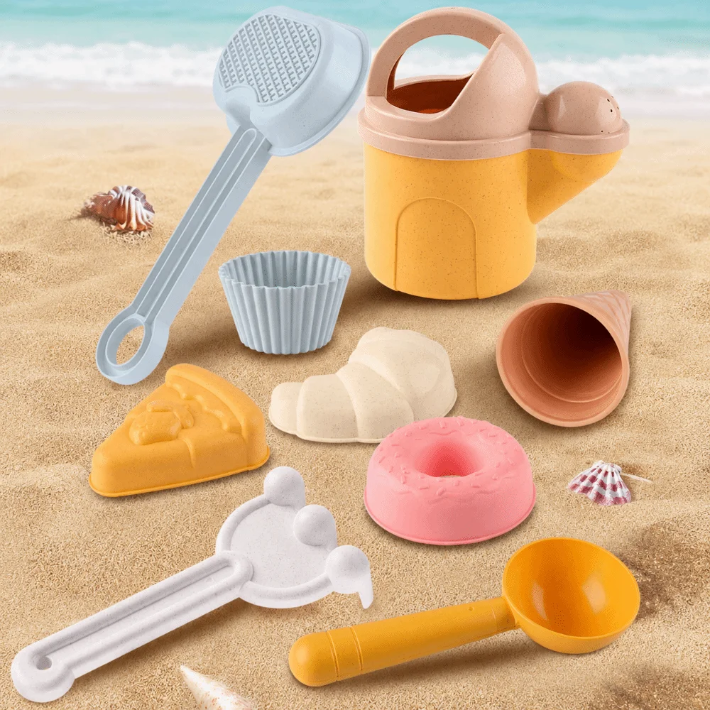 11PCS Mixed Color Beach Set Sand Mold with Storage Bag Sand Digging Tools Kettle Shovel Digging Tools Outdoor Beach