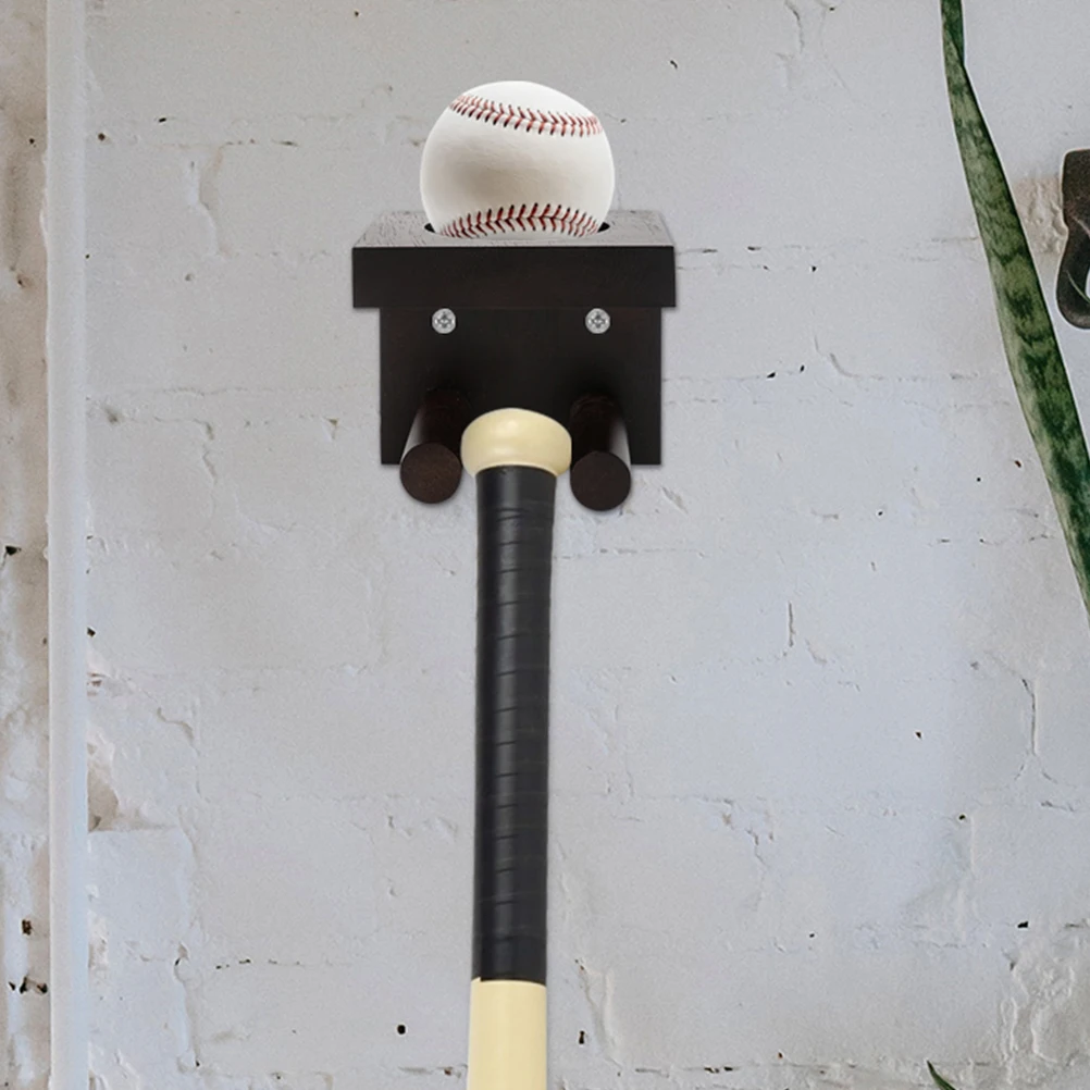 

2pcs Baseball Bat Rack Solid Wood Holder Wall Mount Storage Caddy Softball Hook Display Stand Team Sports Equipment Organizer