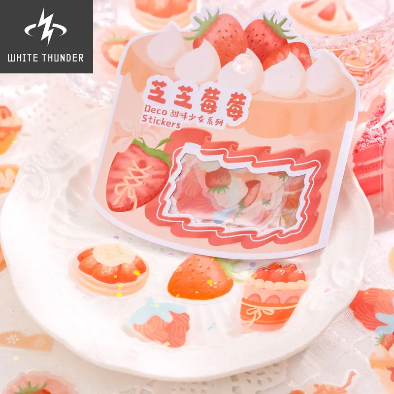 

40pcs Sweet cream Strawberry cake Decorative PVC Stickers Scrapbooking diy Label Diary Stationery Album Journal Planner