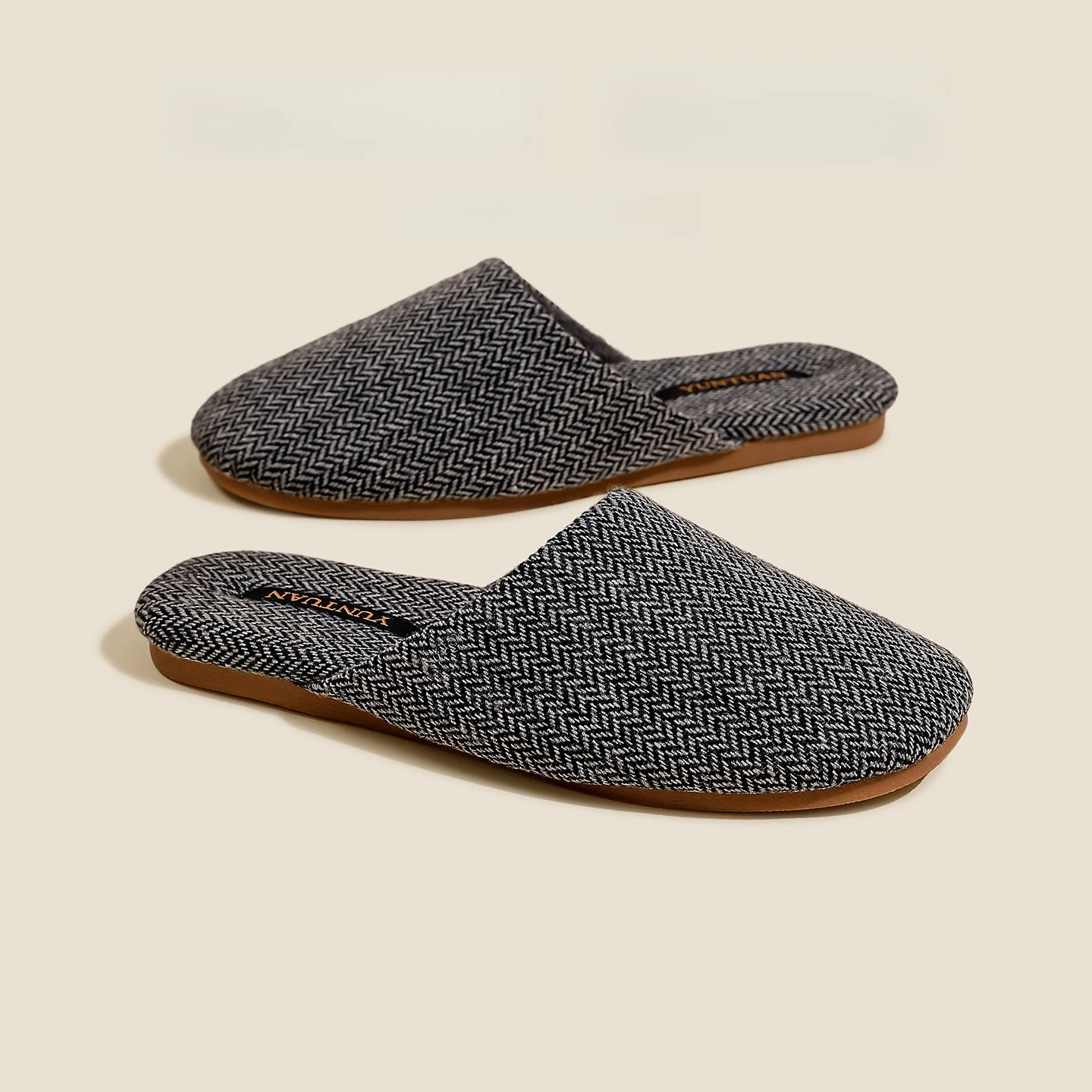 Autumn Winter Luxury Retro Wool Blend Fleece Lined Non - Slip Cotton Slippers for Women's and Men Ideal for Home Wear Slippers