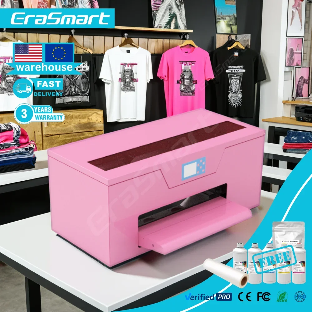 

Erasmart Digital Pink A3 MAX DTF Inkjet Printer XP600 Pet Film 13.8Inch 35CM T Shirt Printing Machine With Oven For Textile