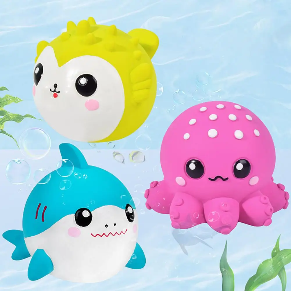 Puffer Fish Dog Toy Squeaky Dog Toy Sea Dog Toy Set Latex Squeaky Octopus Chew Floating Shark Puffer Fish Fetch Toys for Pet