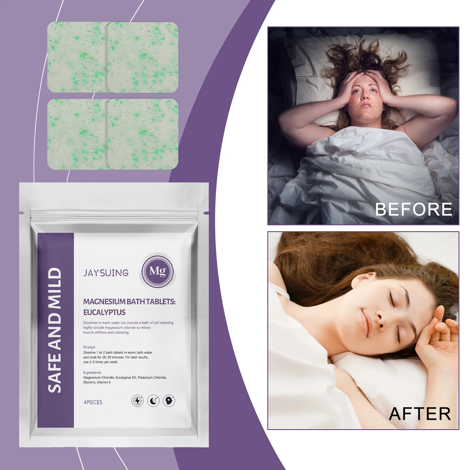 

Magnesium Body Care Aromatherapy Shower Steamer Nourishing Moisturizing Nighttime Shower Tablets Cleansing Body Bath Bomb Tablet