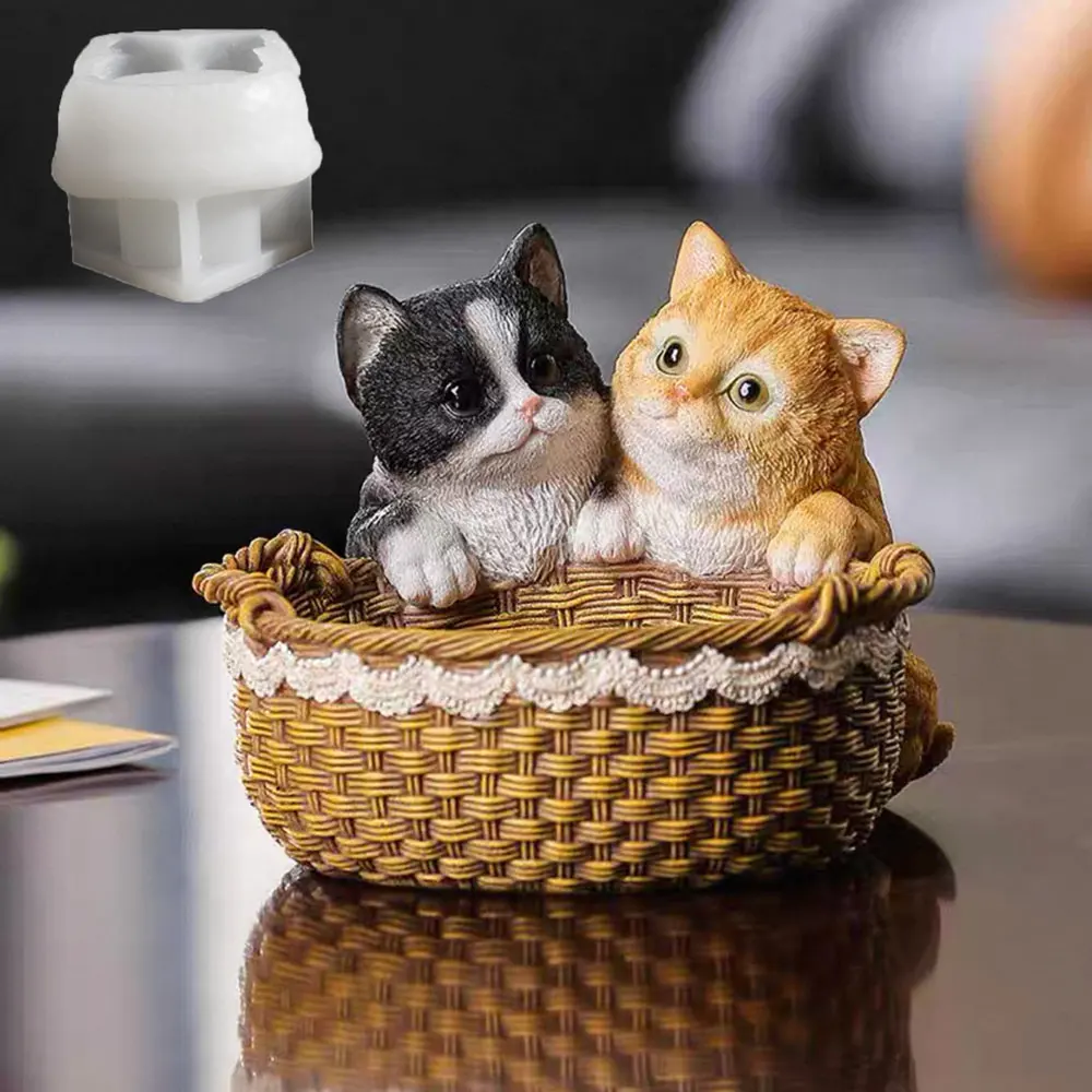 

Милая корзина для хранения кошек, форма для гипсовой смолы, сделай сам, цементный цветочный горшок, лоток для хранения ключей, орнамент, силиконовые формы