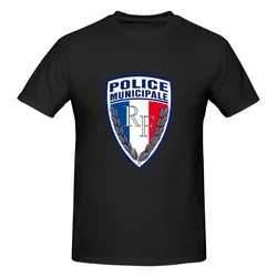 FRENCH MUNICIPAL POLICE INSIGNIA 100% Cotton T-shirt Unisex Funny T Shirts Men O-Neck Short Sleeve S-6XL