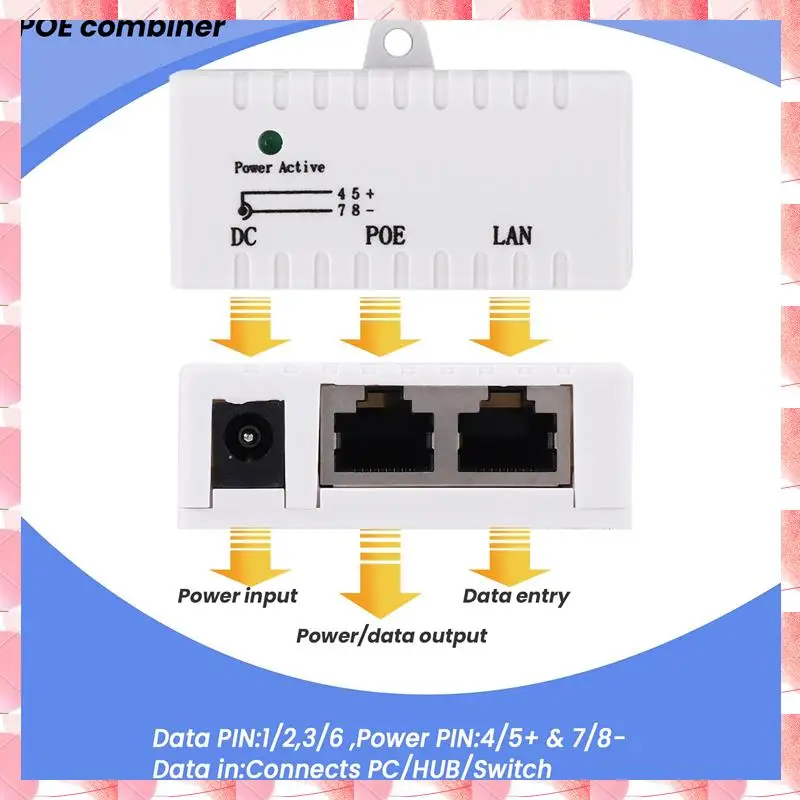 JAJA Poe Splitter Poe Injector Rj45 DC 5,5 мм X 2,1 мм Вход Пассивный Poe-инжектор Разъем адаптера для сетевой камеры IP