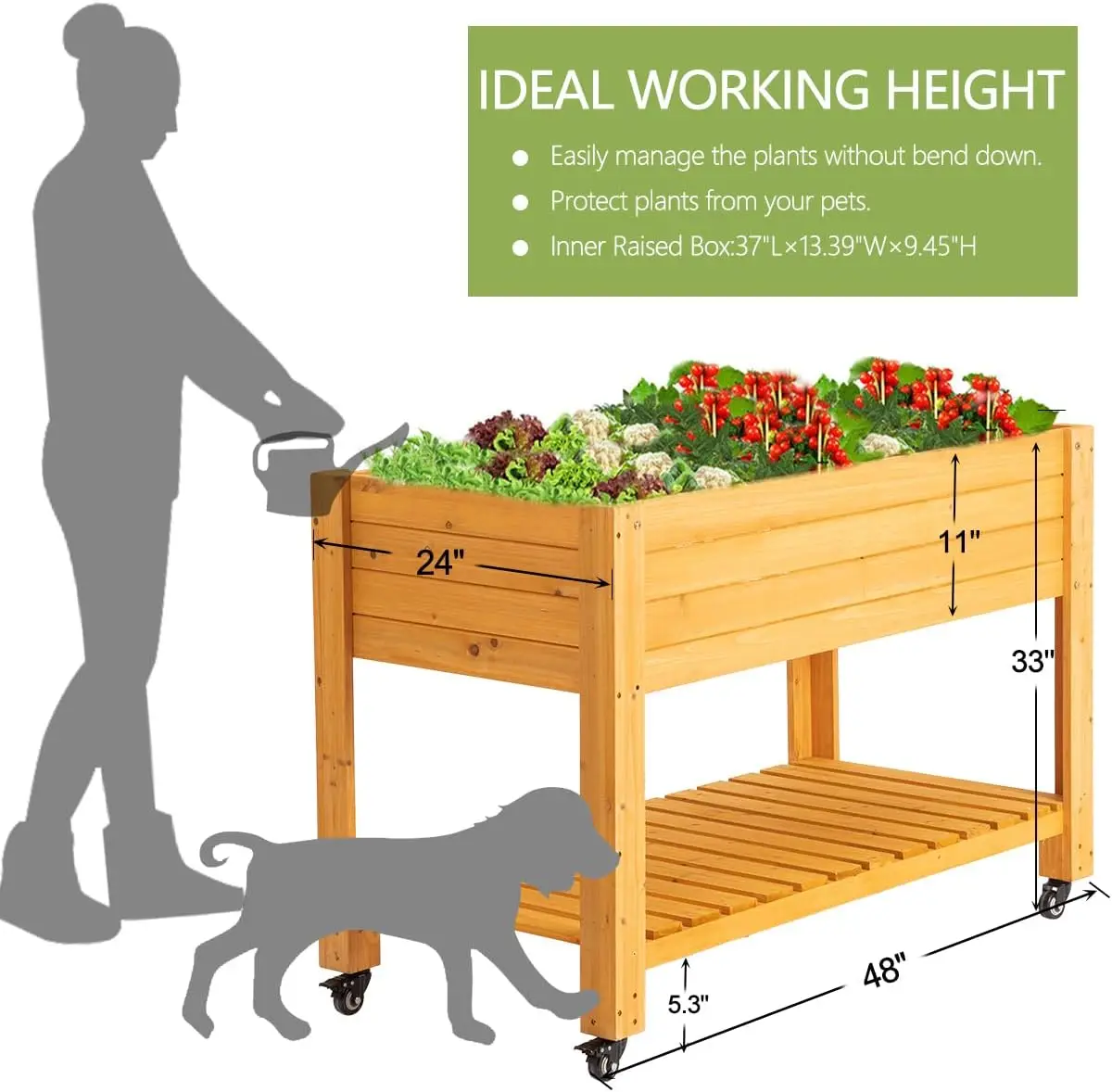 Mobile Wooden Elevated Raised - огляд і ціна Raised Garden Bed