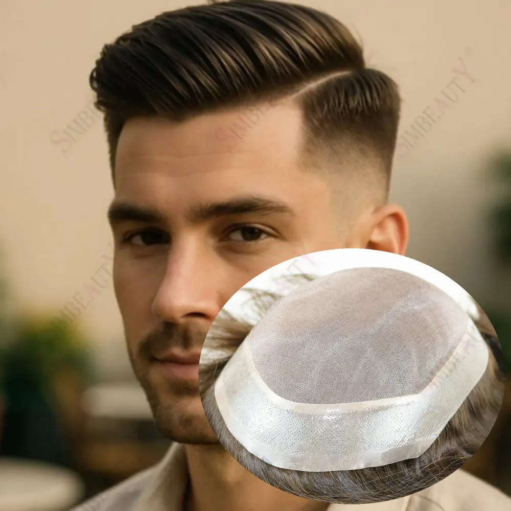 

100% Natural Human Hair Men's Toupee European Blonde Brown Black Bald Man Wigs Undetectable Prosthesis Durable Fine Mono Base