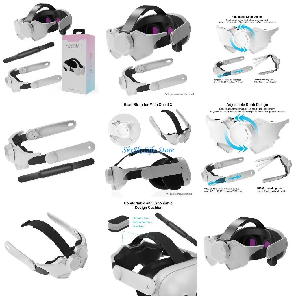 

E65E Headset Headstrap For Quest3 Adjustable Head strap Noise Reduction Accessories