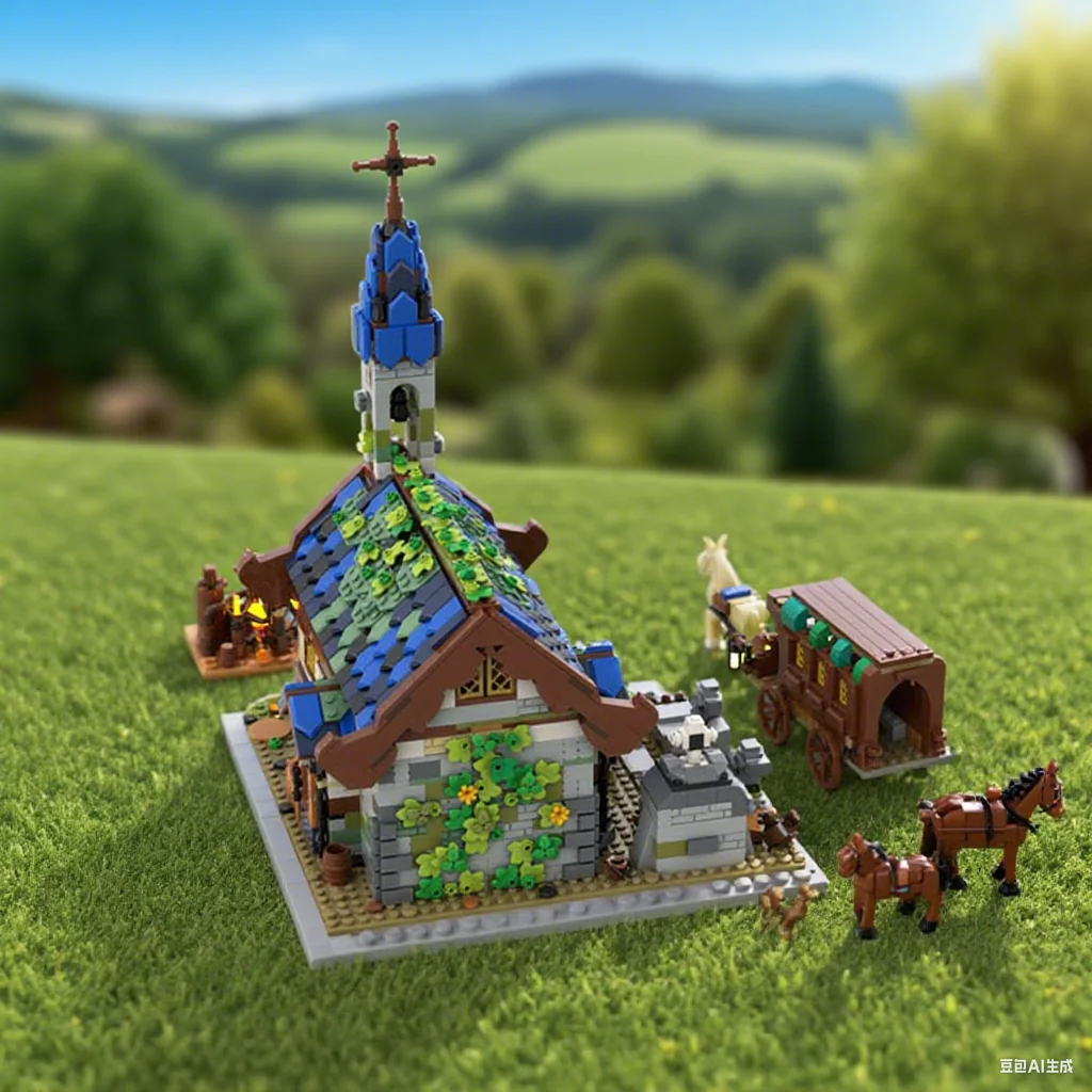 

1758pcs MOC Medieval Chapel Historic Building Gothic DIY Model Building Blocks Birthday Toys Gift